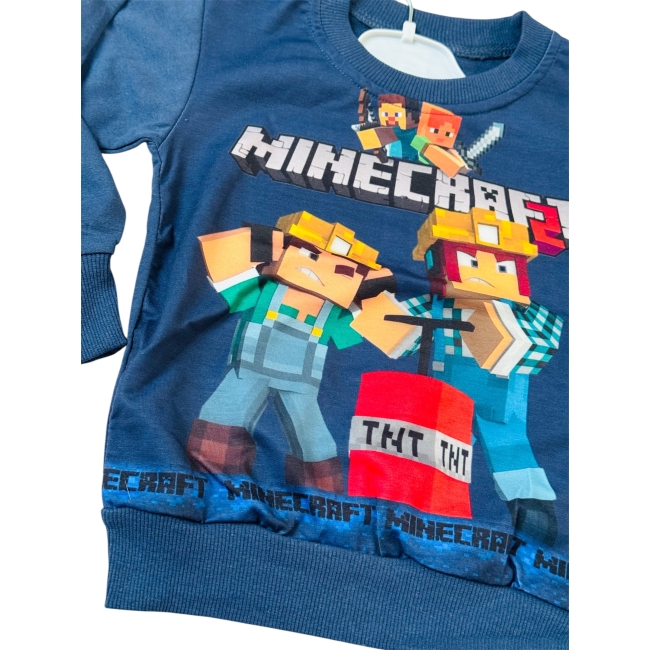 Bluza dziecięca granatowa motyw MINECRAFT rozmiar 104